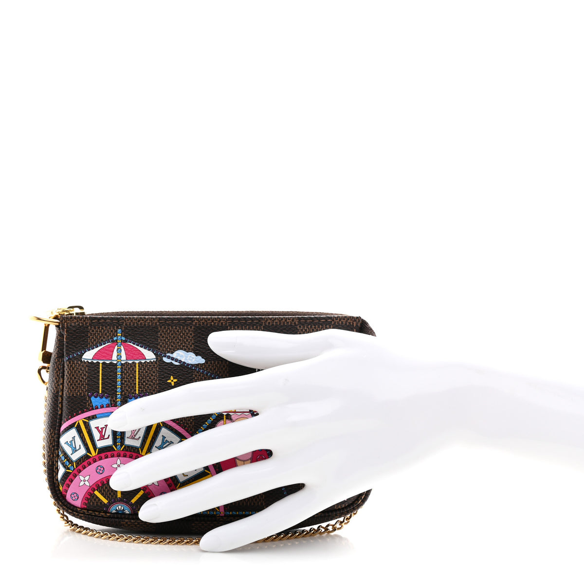 Louis Vuitton Damier Ebene 2020 Christmas Animation Big Wheel Mini Pochette Accessories Rose Ballerine 2 of 8