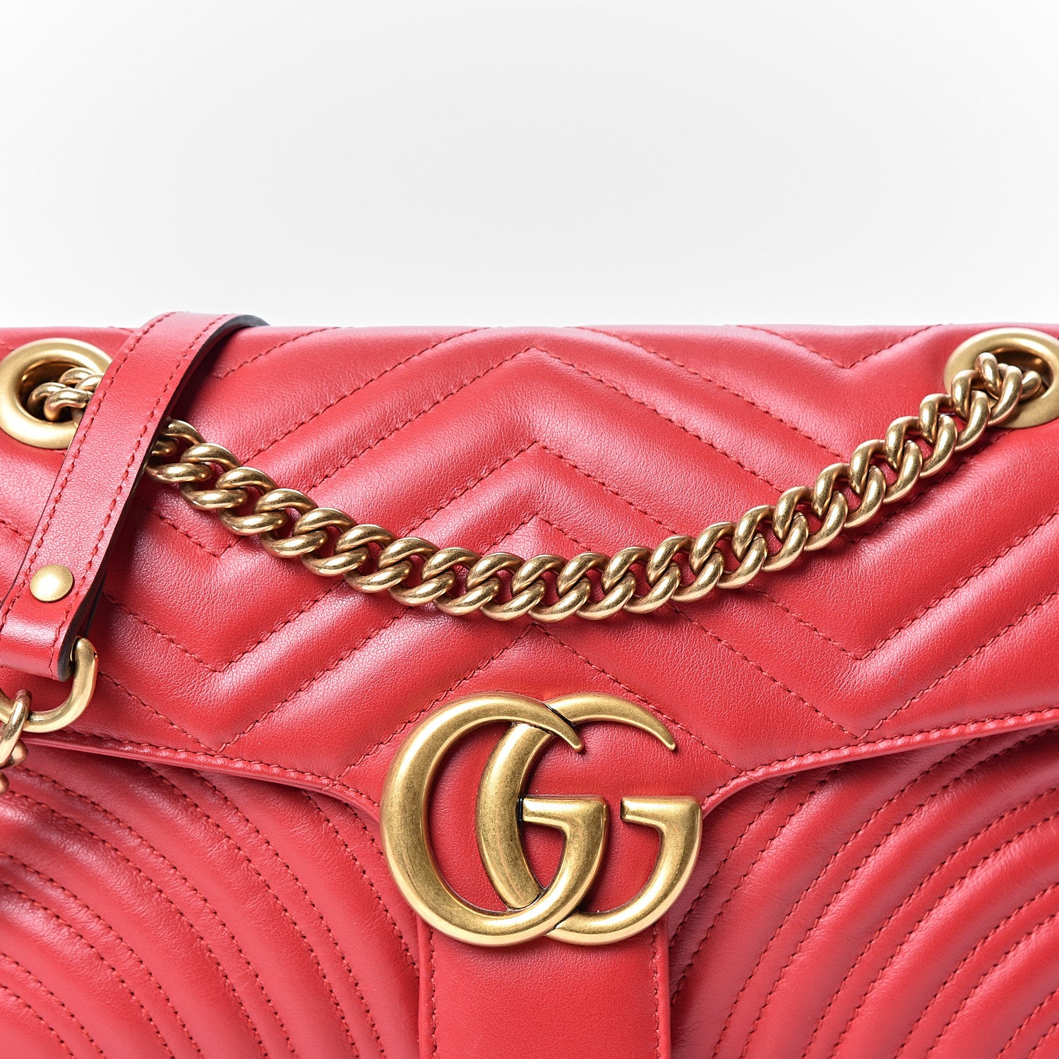 Gucci Calfskin Matelasse Small GG Marmont Shoulder Bag Hibiscus Red 7 of 9