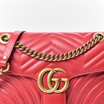 Gucci Calfskin Matelasse Small GG Marmont Shoulder Bag Hibiscus Red 7 of 9
