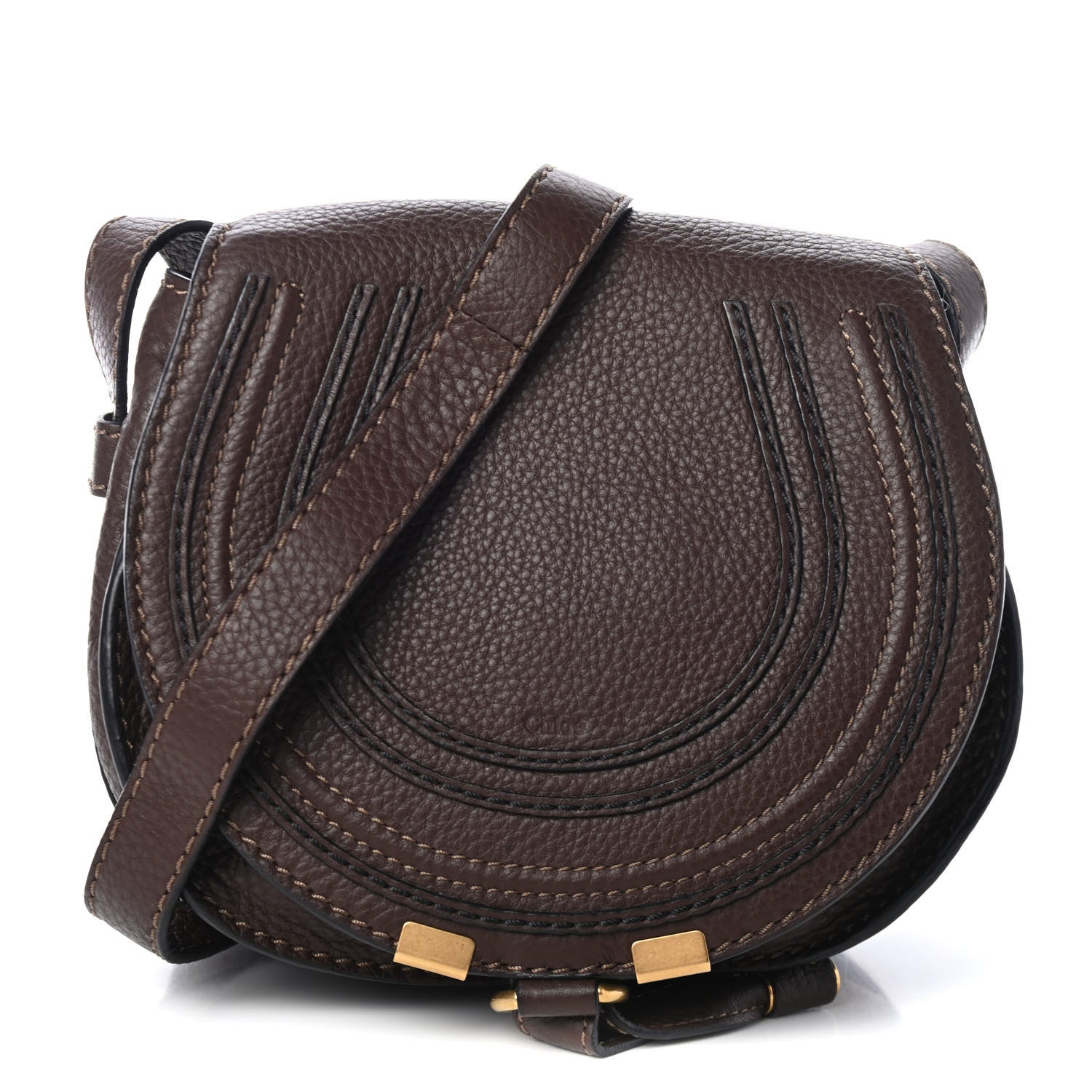 Chloe Calfskin Mini Marcie Round Crossbody Bag Coffee Shot 1 of 4