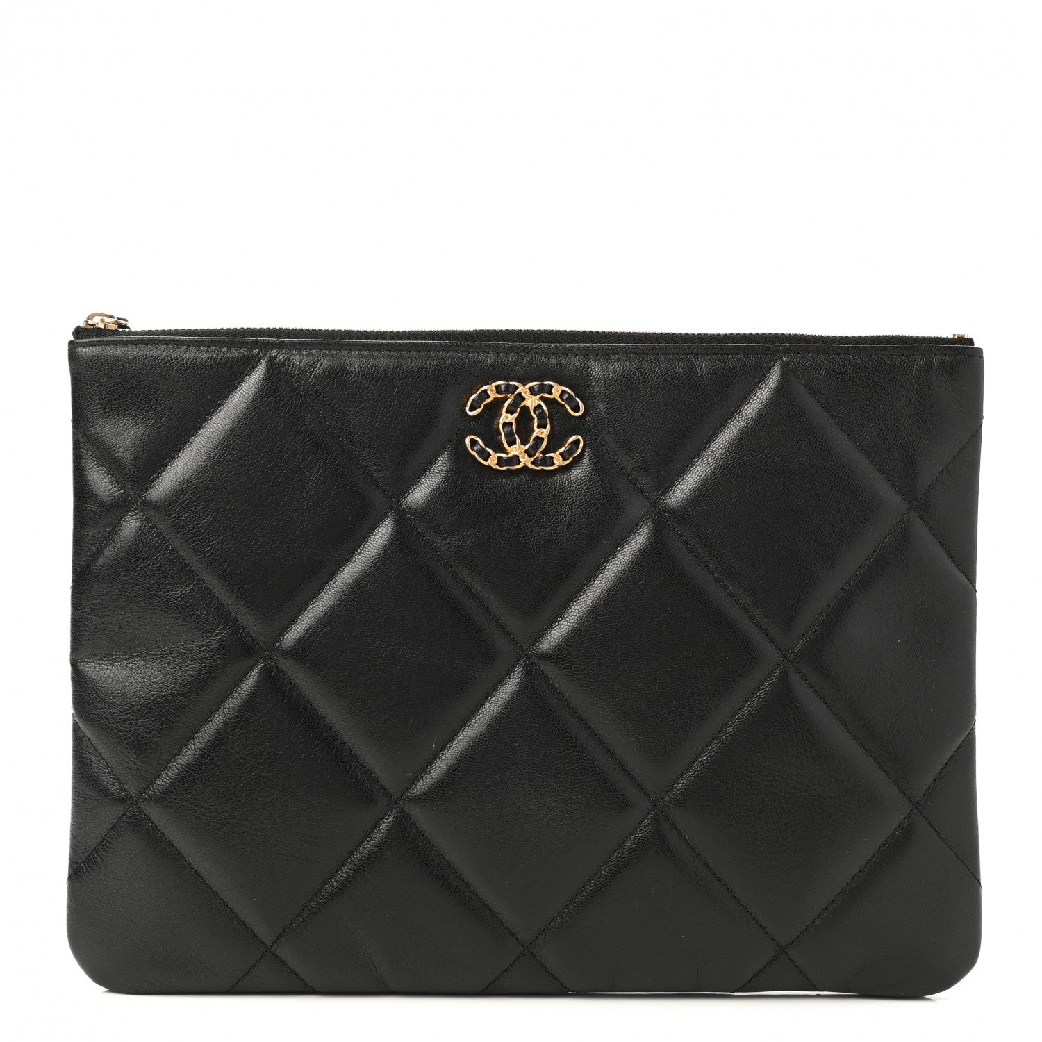 Chanel Goatskin Quilted Large Chanel 19 Cosmetic Case Black 1 of 8