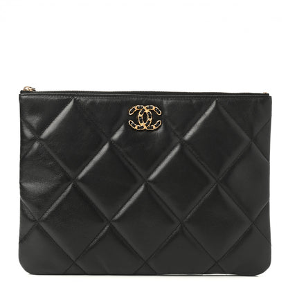 Chanel Goatskin Quilted Large Chanel 19 Cosmetic Case Black 1 of 8