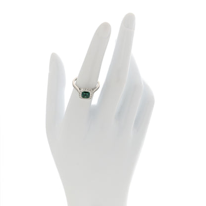 Tiffany Platinum Diamond Green Tourmaline Legacy Ring 53 6.5 2 of 4