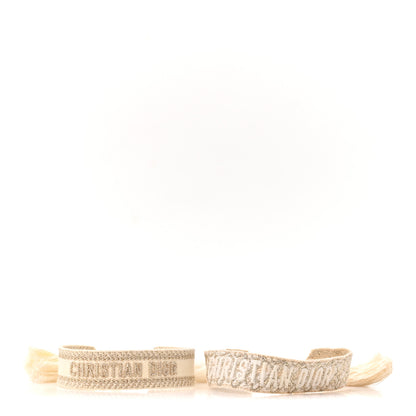 Christian Dior Woven Cotton J'Adior Friendship Bracelet Set White Gold 3 of 5