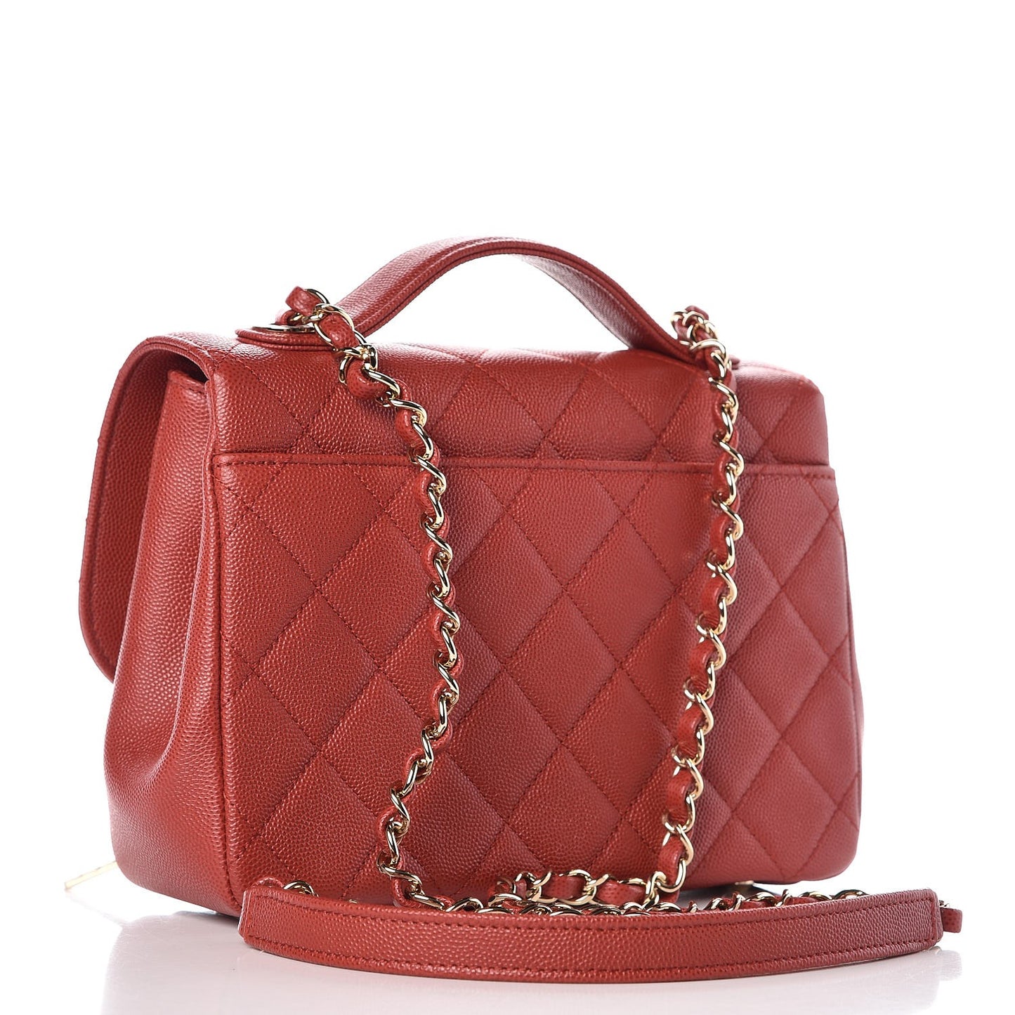 Caviar Quilted Medium Business Affinity Flap Dark Red