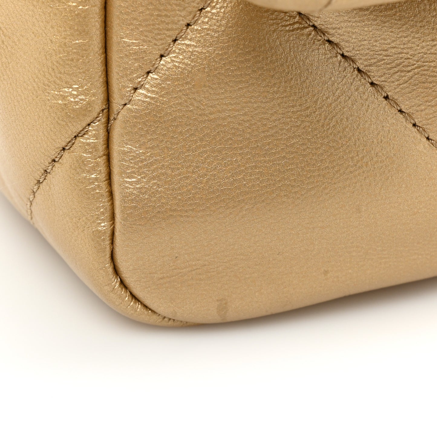 Metallic Goatskin Quilted Medium Chanel 19 Flap Gold
