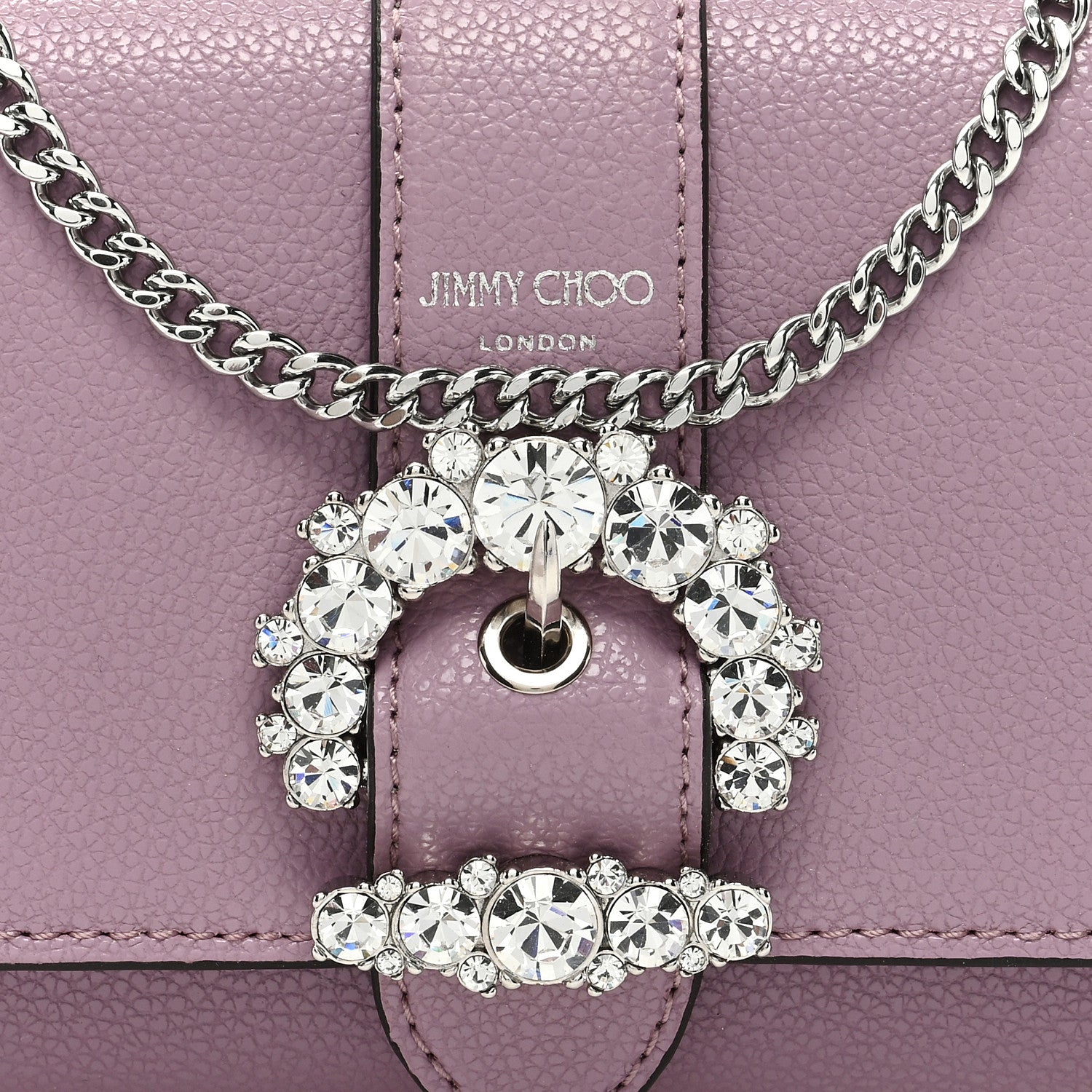 Jimmy Choo Satin Crystal Madeline Wallet On Chain Mauve 7 of 10