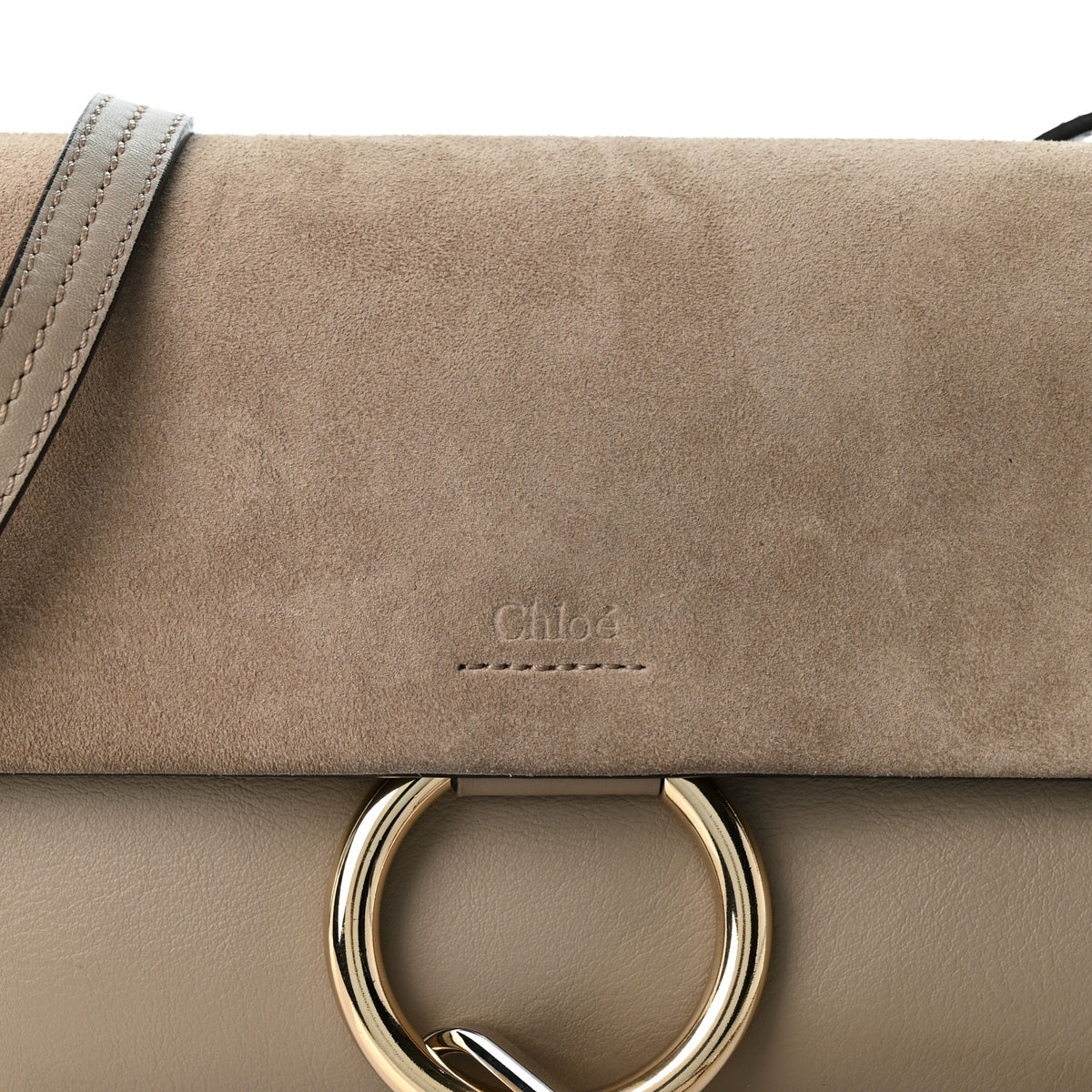 Suede Calfskin Small Faye Shoulder Bag Motty Grey