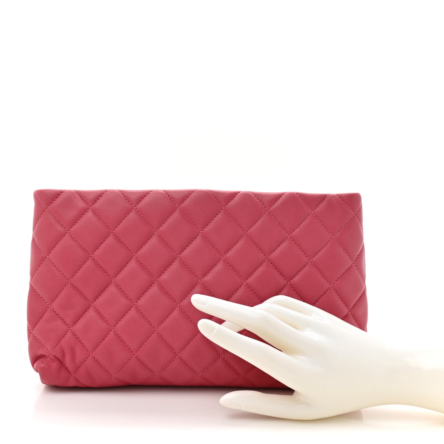 Lambskin Quilted Clutch Fuchsia