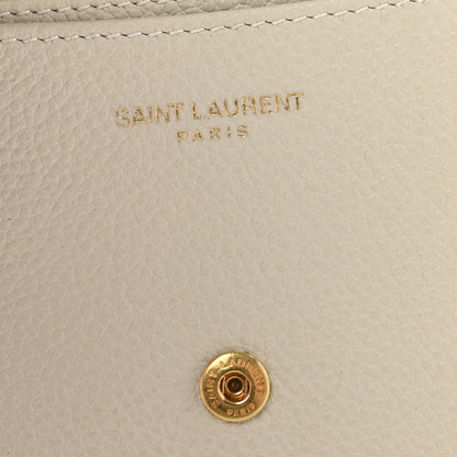 Saint Laurent Grain De Poudre Mixed Matelasse Compact Fold Wallet White 6 of 11