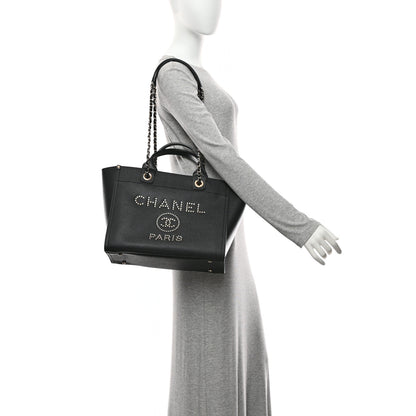 Chanel Caviar Small Studded Deauville Tote Black 2 of 10