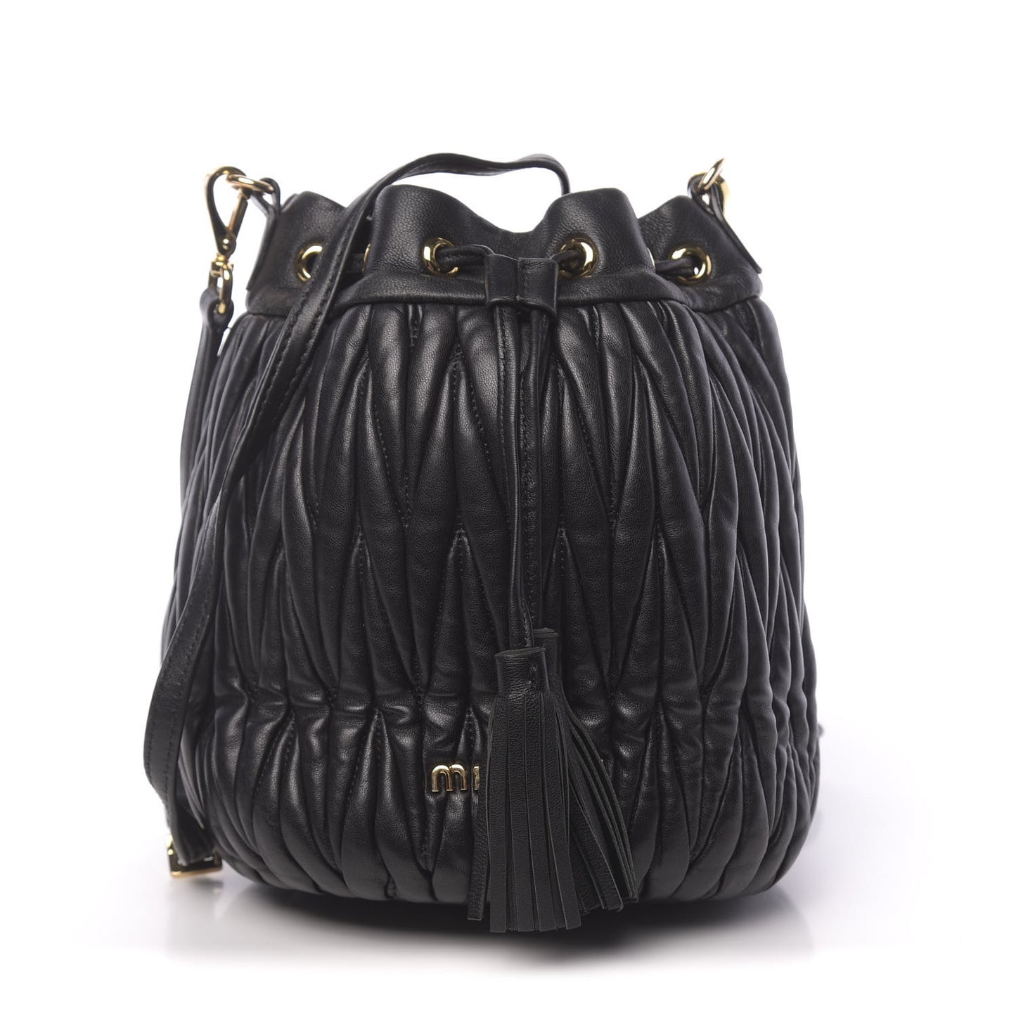 Nappa Matelasse Bucket Bag Black