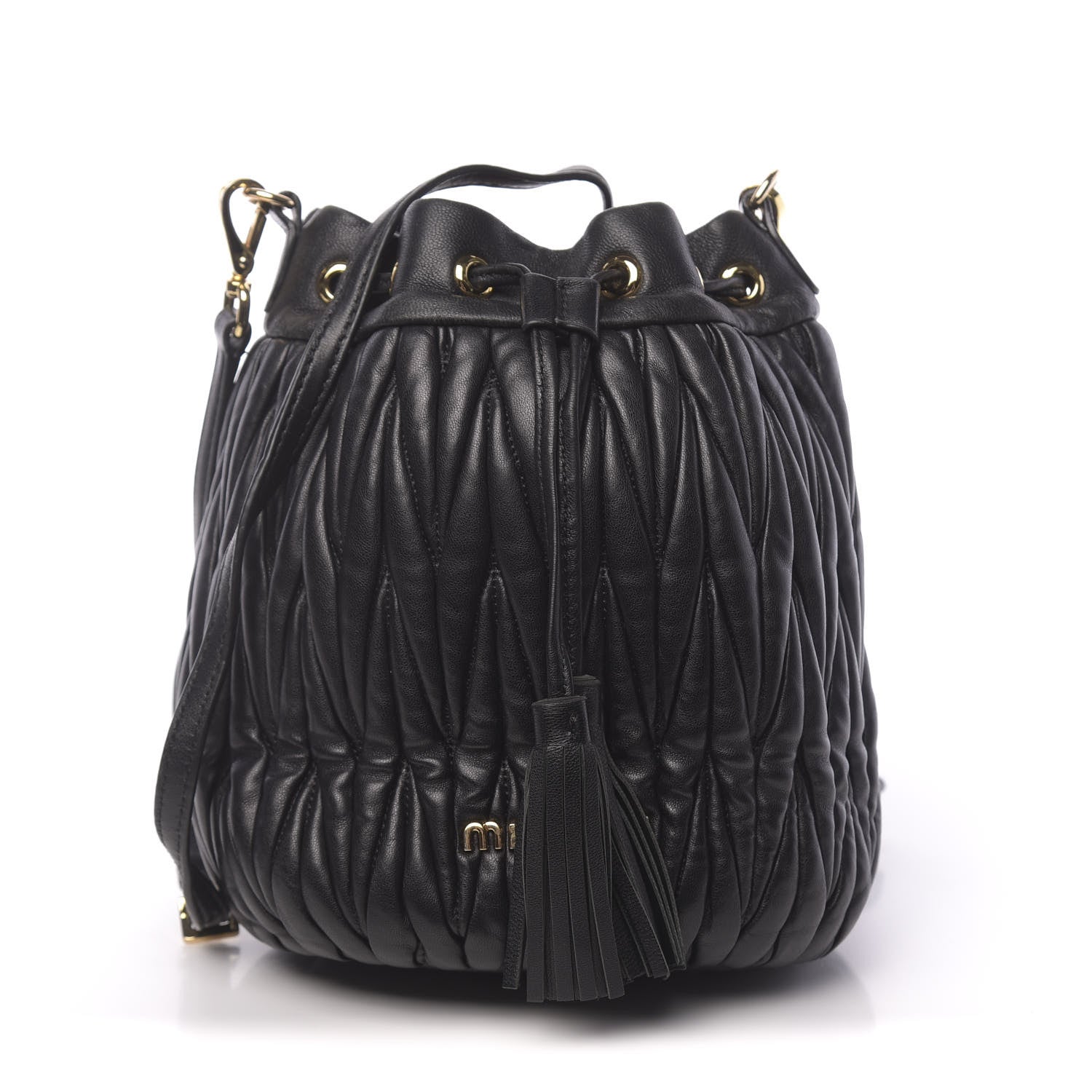 Miu Miu Nappa Matelasse Bucket Bag Black 1 of 10