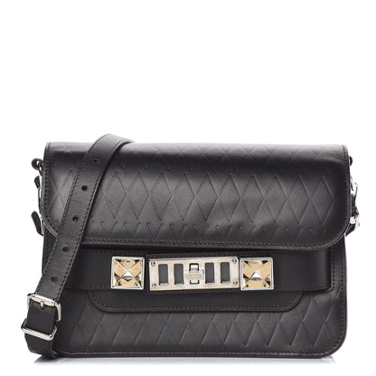 Proenza Schouler Diamond Calfskin Embossed Mini PS11 Classic Shoulder Bag Dark Brown 1 of 11