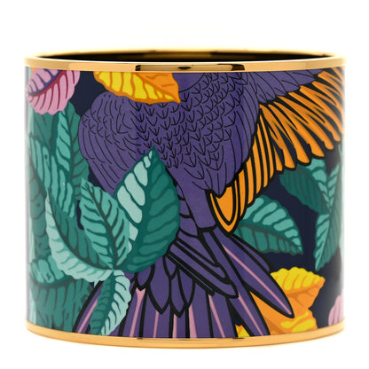 Hermes Enamel Printed Mega Wide Les Perroquets Bracelet 65 Vie D Artiste 1 of 6