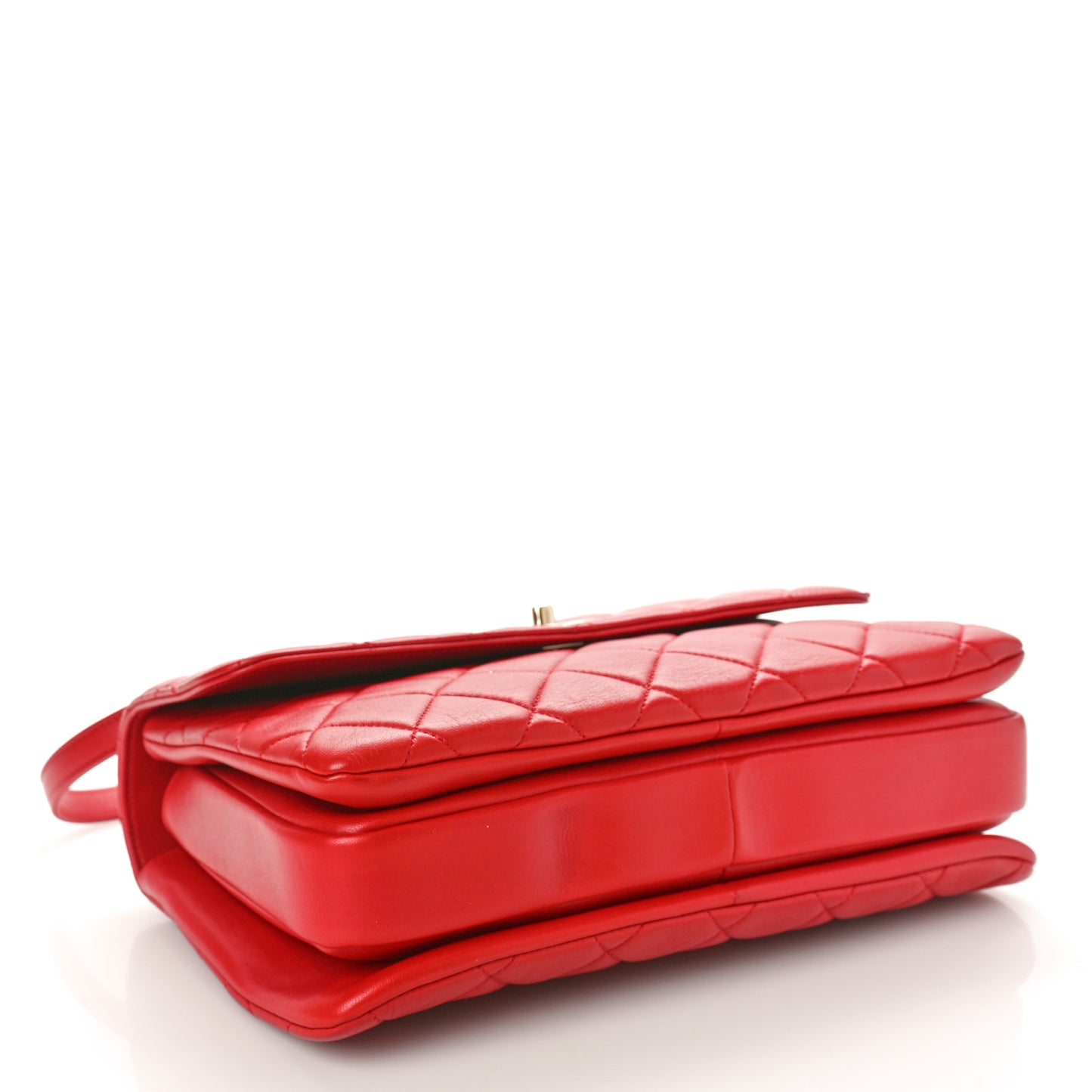 Lambskin Quilted Medium Trendy CC Flap Dual Handle Bag Red