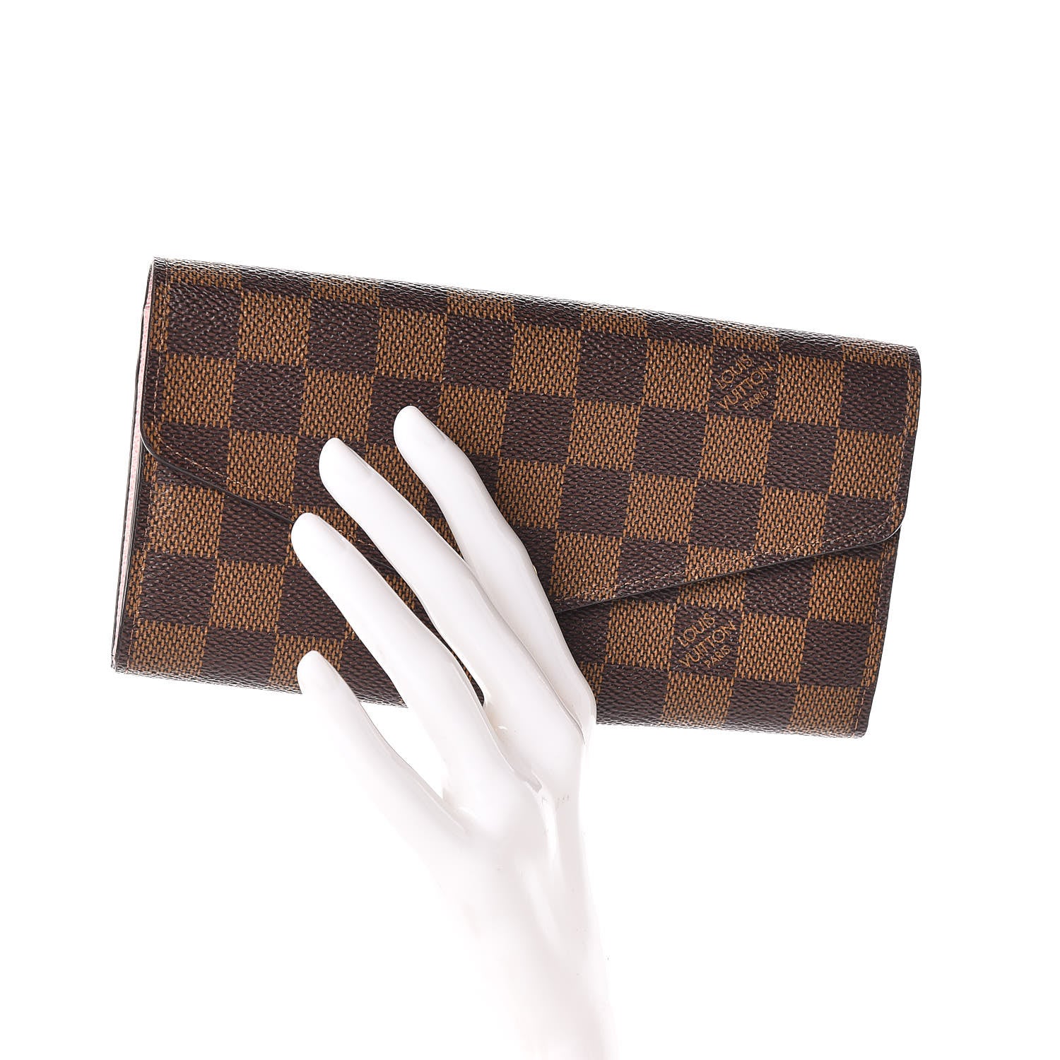 Louis Vuitton Damier Ebene Sarah Wallet NM Rose Ballerine 2 of 7
