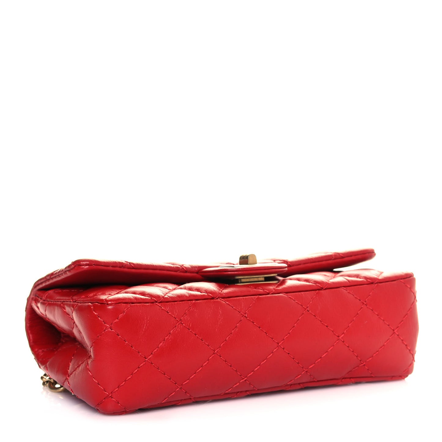 Aged Calfskin Quilted 2.55 Reissue Flap Belt Bag Red