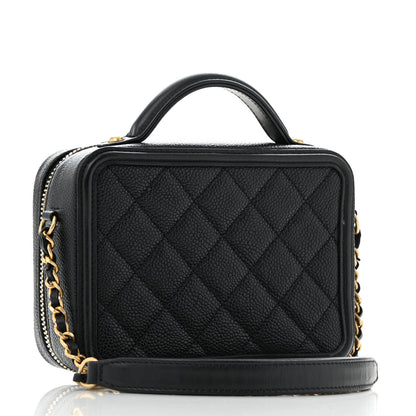 Chanel Caviar Quilted Small CC Filigree Vanity Case Black 3 of 14