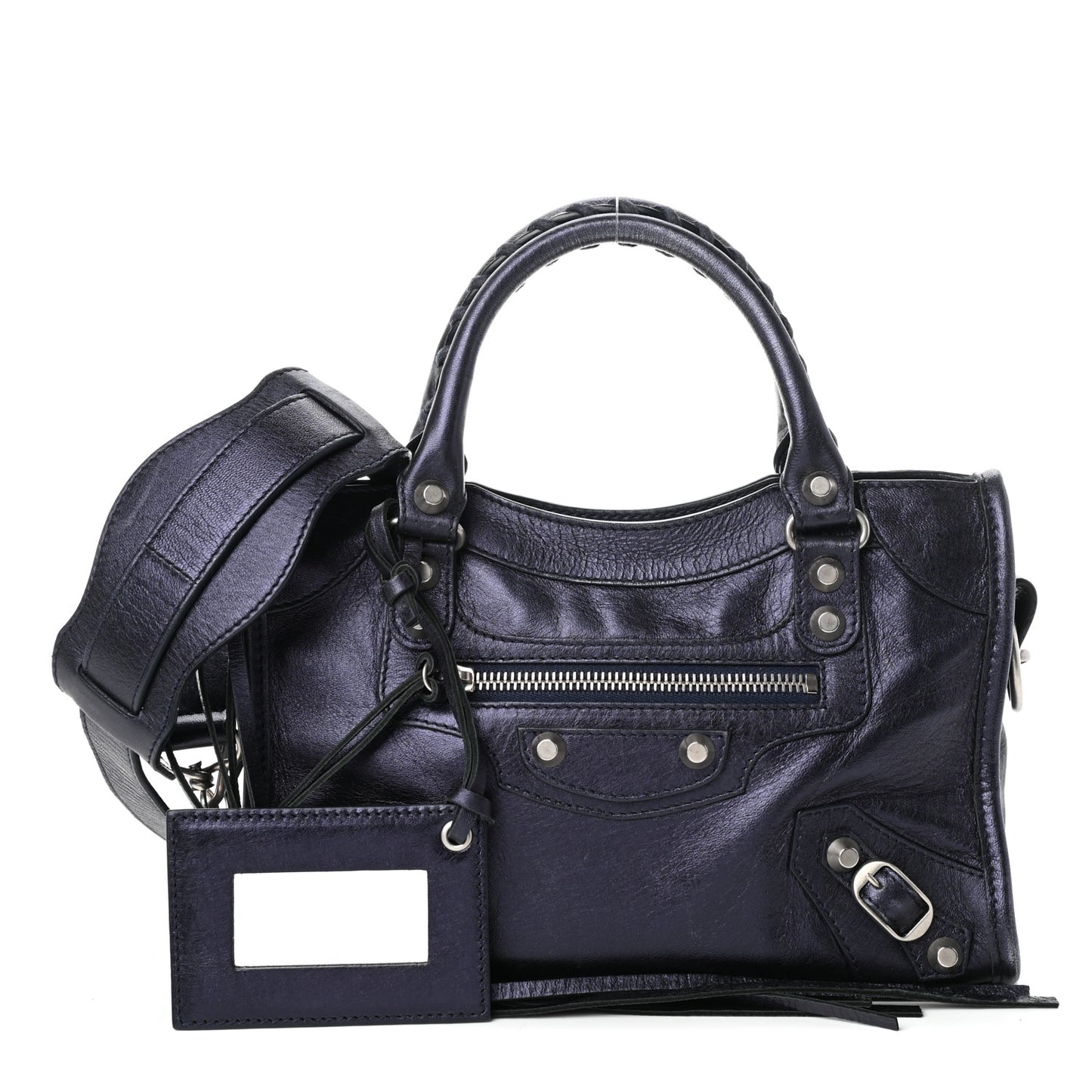 Metallic Agneau Classic Silver Hardware Mini City Maree
