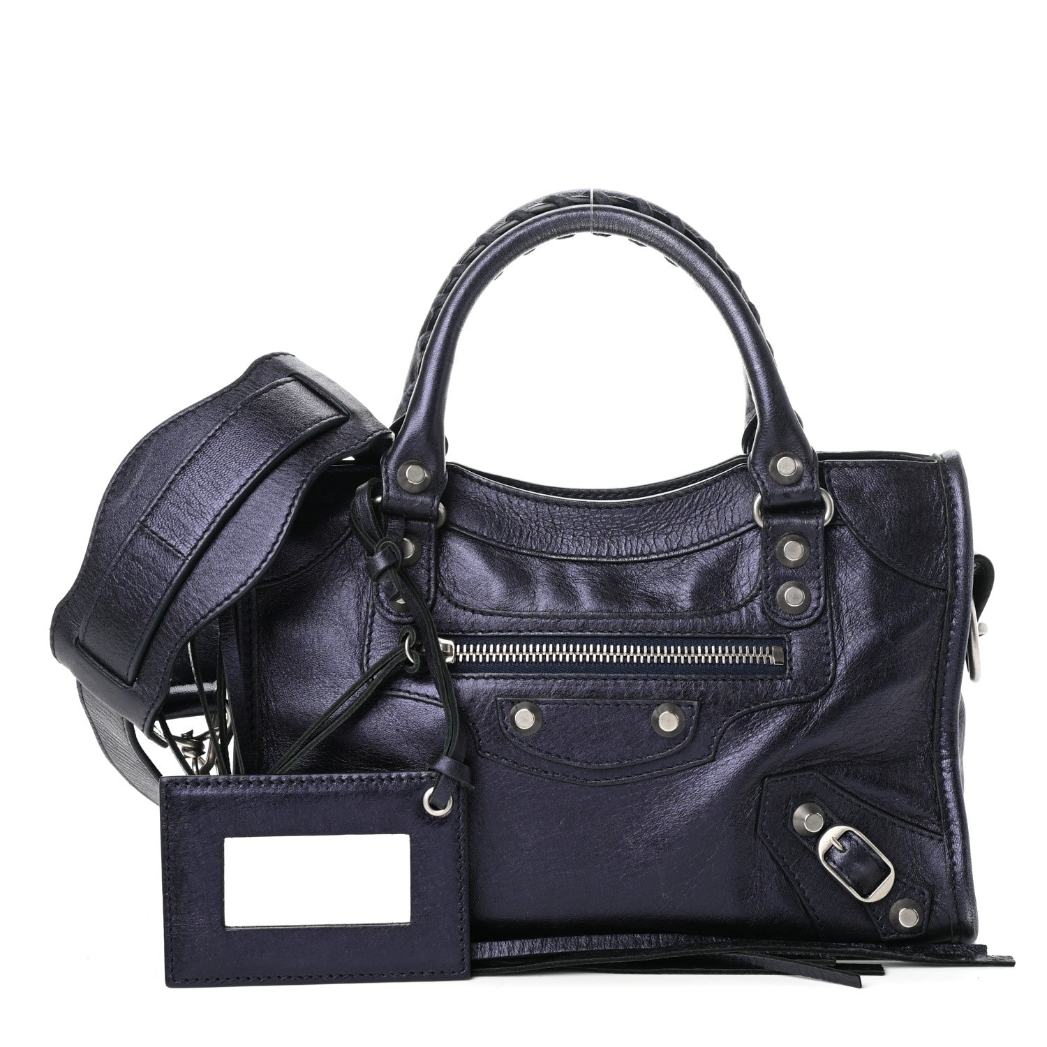 Balenciaga Metallic Agneau Classic Silver Hardware Mini City Maree 1 of 12