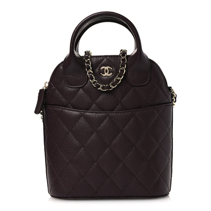Chanel Caviar Quilted Top Handle Clutch With Chain Dark Brown 1 of 8