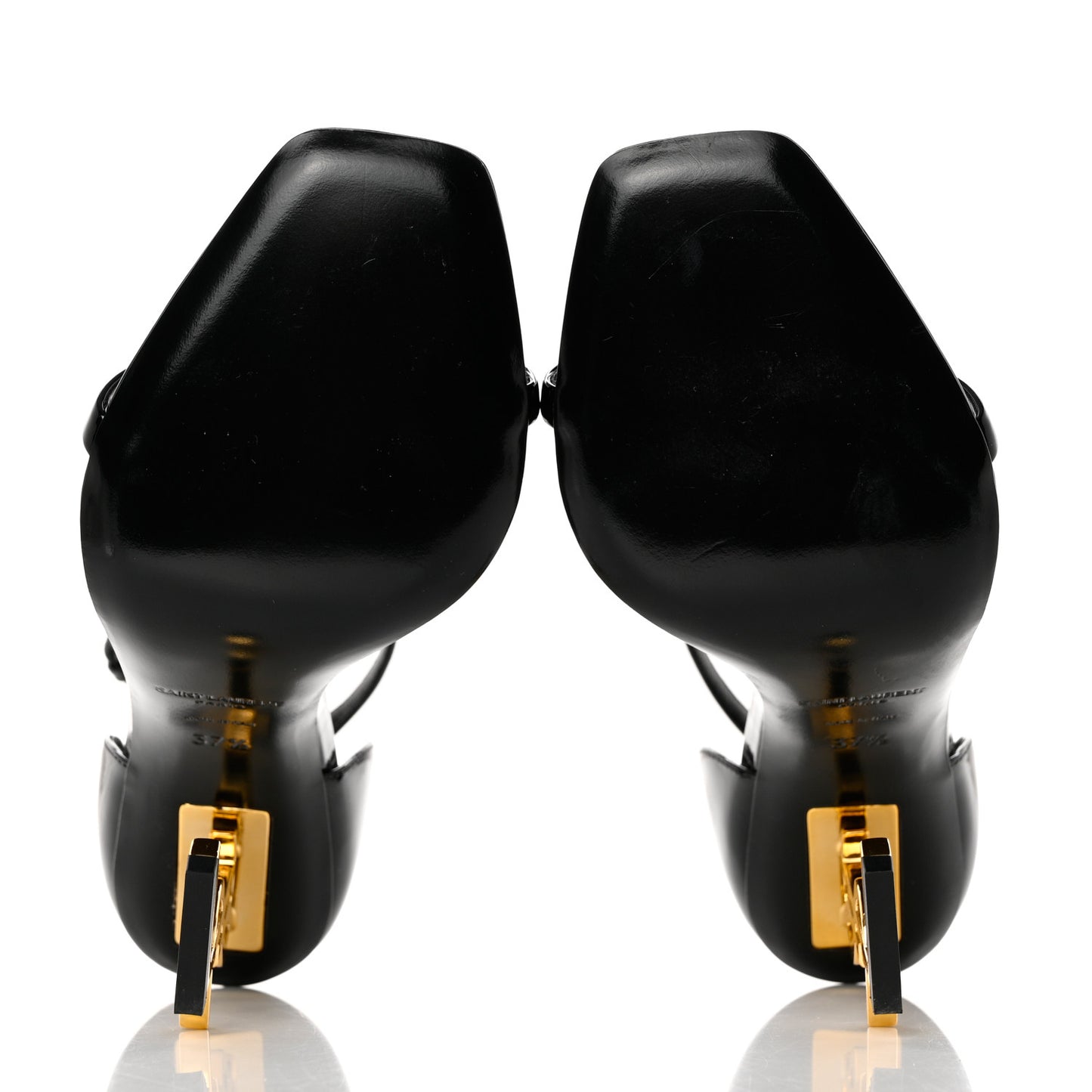 Patent Calfskin Opyum 110 Sandals 37.5 Black Gold