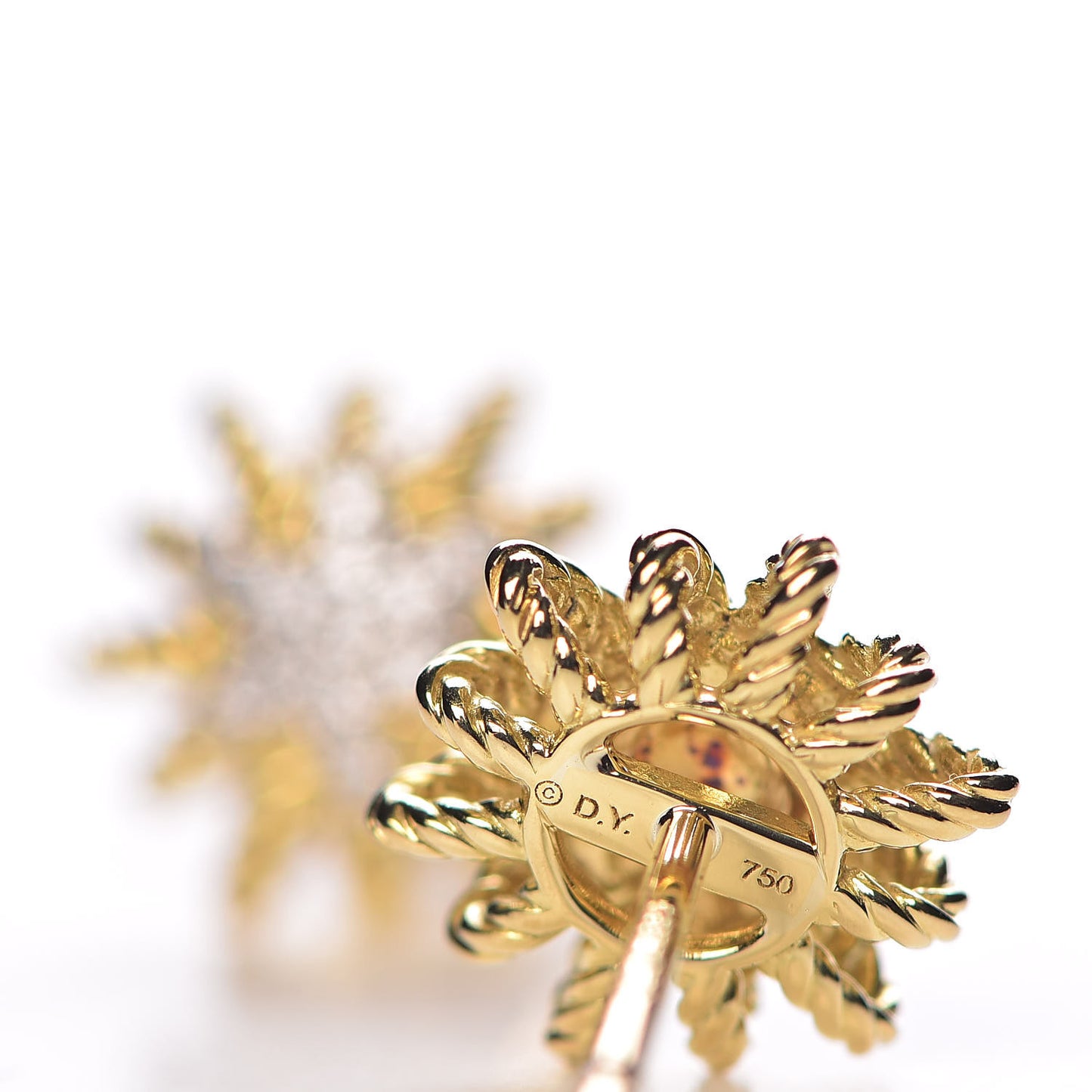 18K Yellow Gold Diamond 10mm Starburst Earrings
