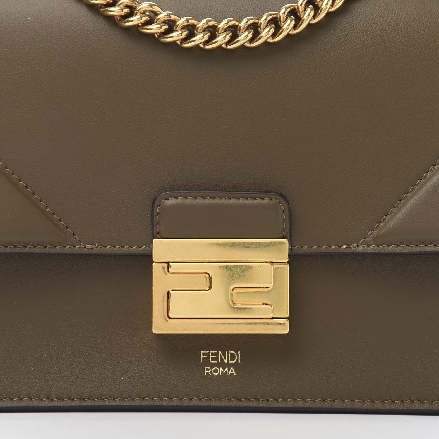Fendi Vitello Grace Matte Small Kan U Shoulder Bag Wood 9 of 9