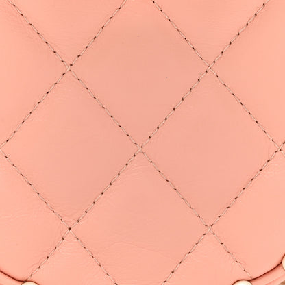 Chanel Calfskin Quilted Pearl Round Clutch With Chain Pink 8 of 10