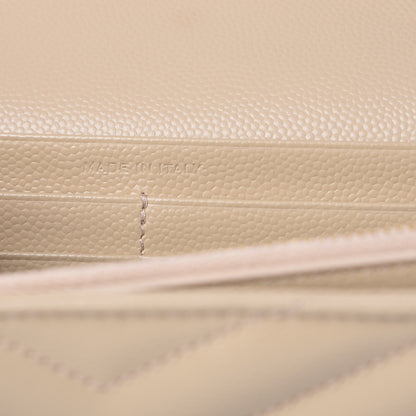 Saint Laurent Grain De Poudre Matelasse Chevron Monogram Chain Wallet Nude Powder 7 of 10