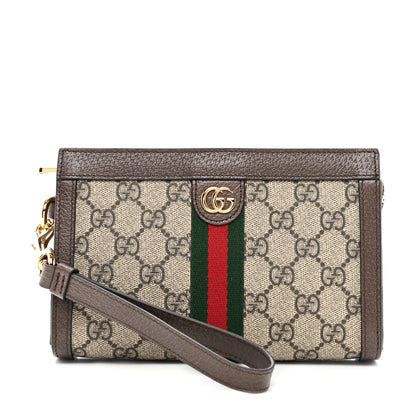 Gucci GG Supreme Monogram Web Ophidia Wristlet Brown 1 of 8