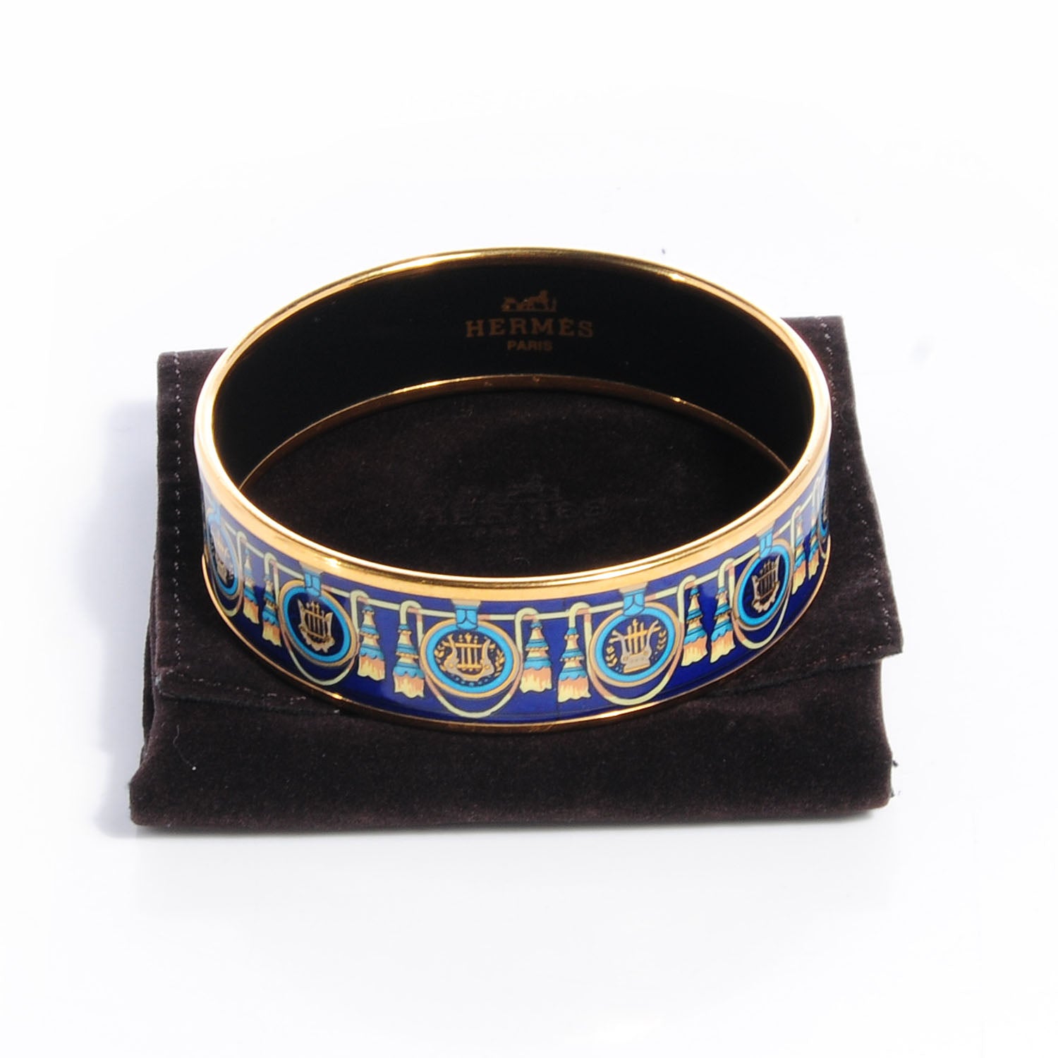 Hermes Enamel Printed Wide Bracelet 70 Bleu 6 of 6