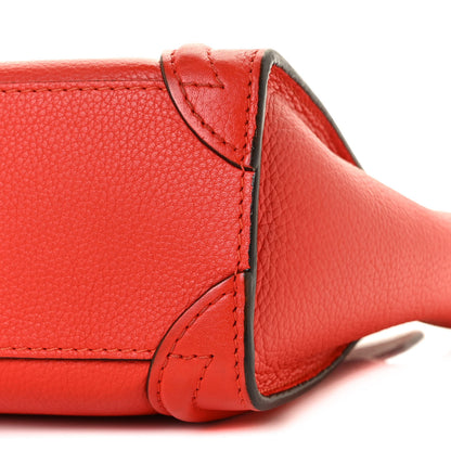 Celine Drummed Calfskin Nano Luggage Vermillion 8 of 8