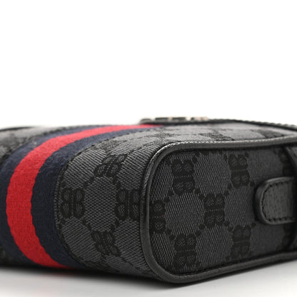 Gucci X BALENCIAGA BB Monogram Web Mini Ophidia Messenger Black 6 of 9