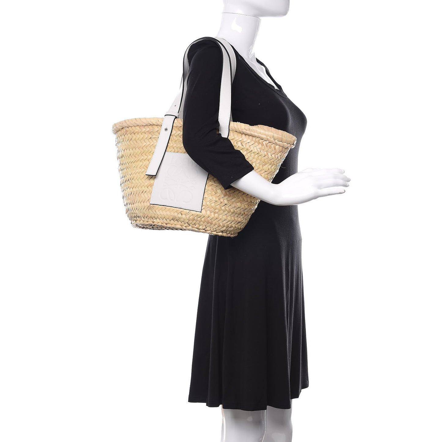 Raffia Basket Tote Bag Natural White