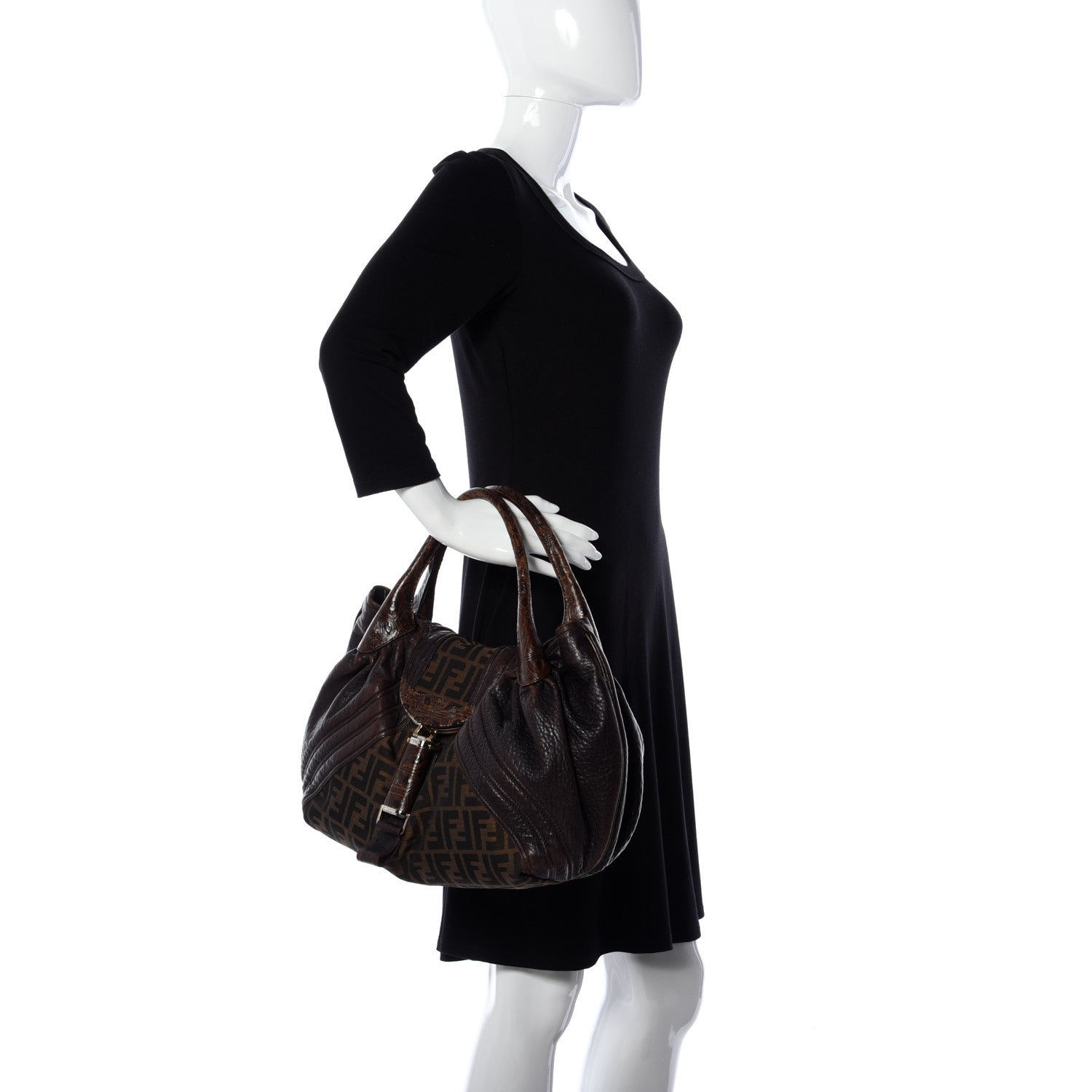 Fendi Zucca Nappa Nuvolata Vitello Tortuga Spy Tobacco Moro 2 of 9