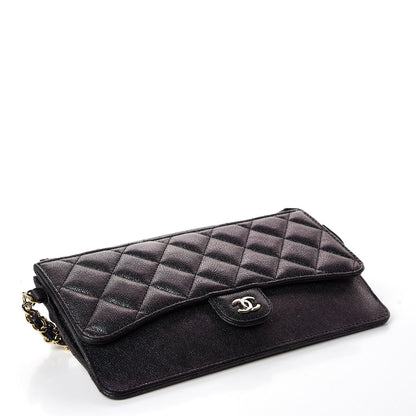 Chanel Iridescent Caviar Quilted Classic Pouch With Handle Black 5 of 9