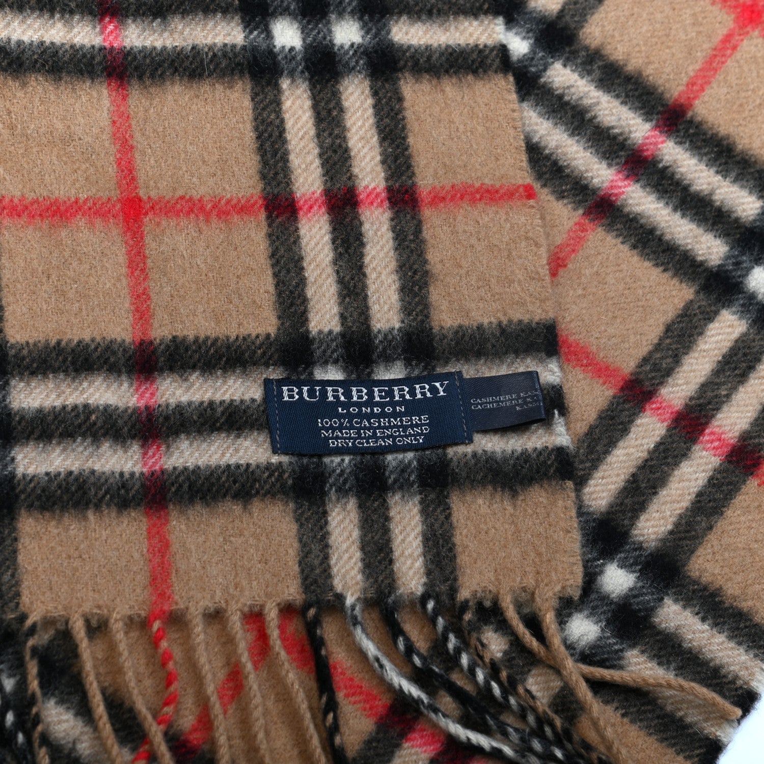 Burberry Cashmere Vintage Check Fringe Scarf 4 of 4