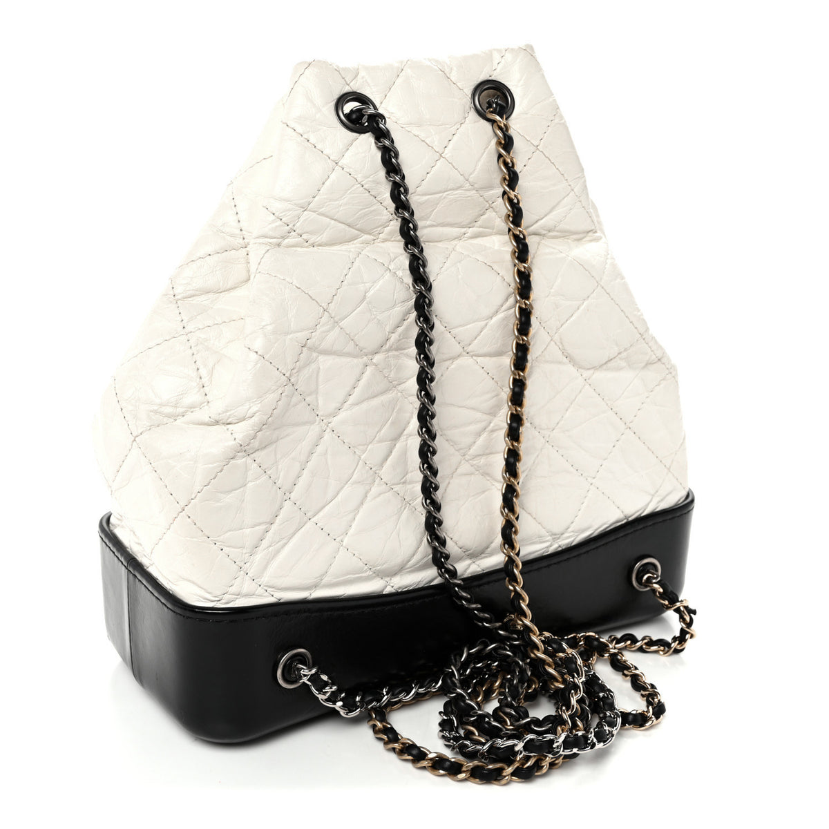 Chanel Aged Calfskin Quilted Gabrielle Backpack Black White 3 of 11