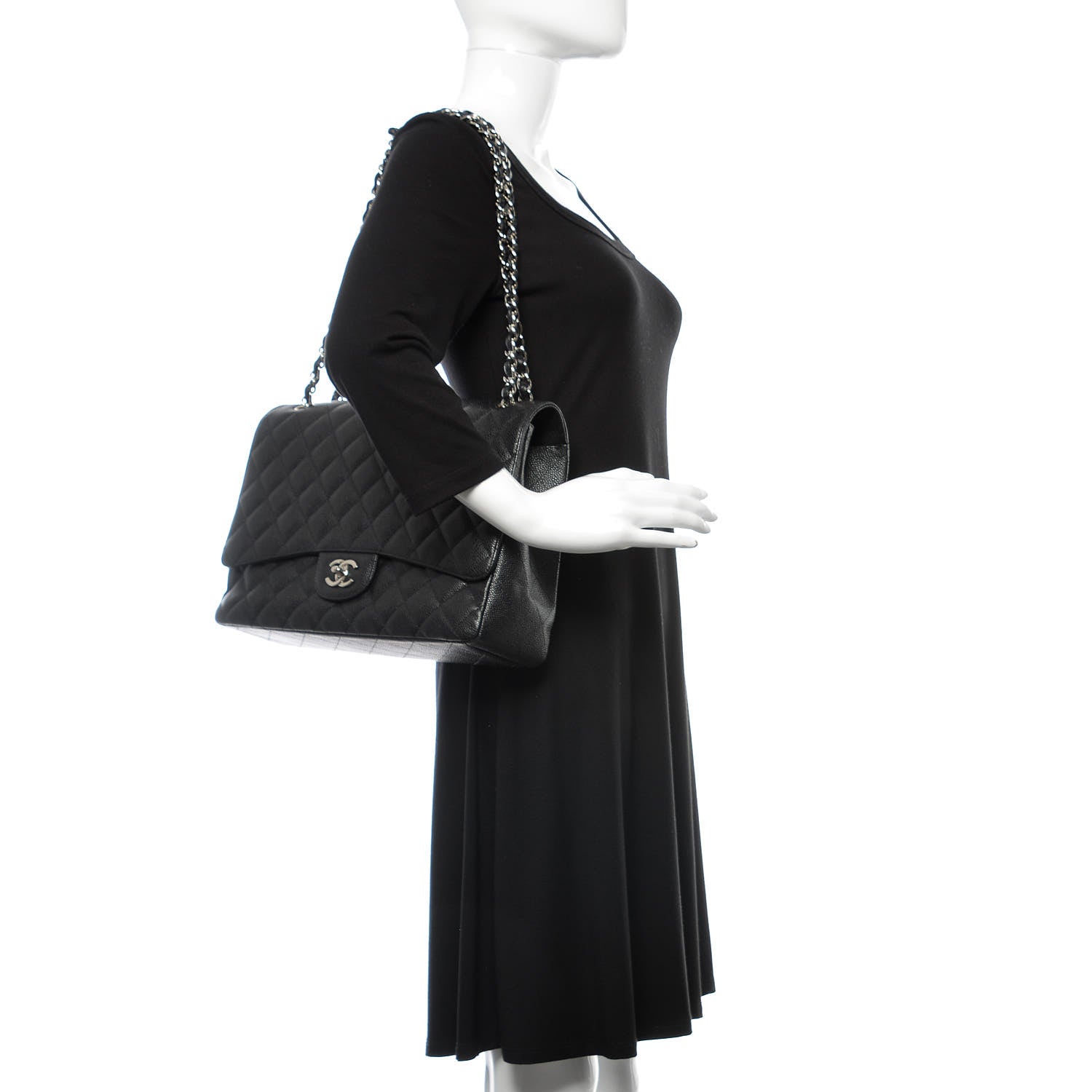 Chanel Caviar Quilted Maxi Single Flap Black 2 of 13