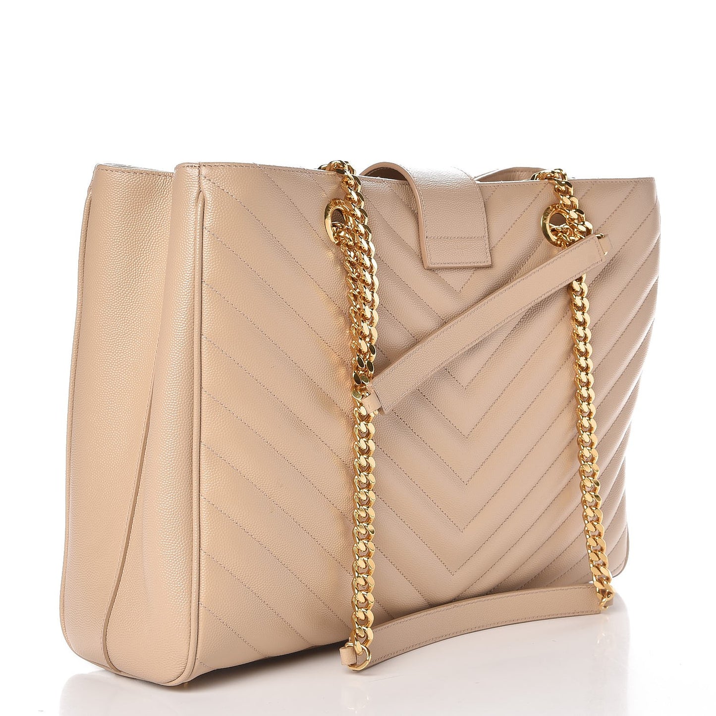 Grain De Poudre Matelasse Chevron Monogram Shopping Bag Nude Powder