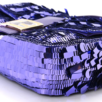 Fendi Sequin Paillettes Shiny Nappa Sex and the City Baguette Viola Purple Rain 10 of 11