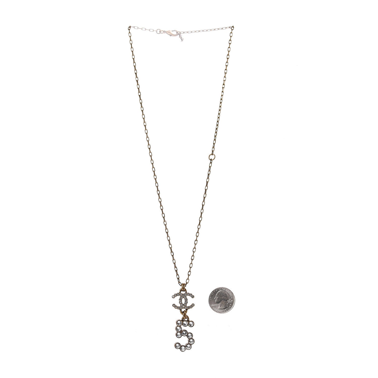 Chanel Crystal City of Light CC Necklace Pendant Gold 3 of 5
