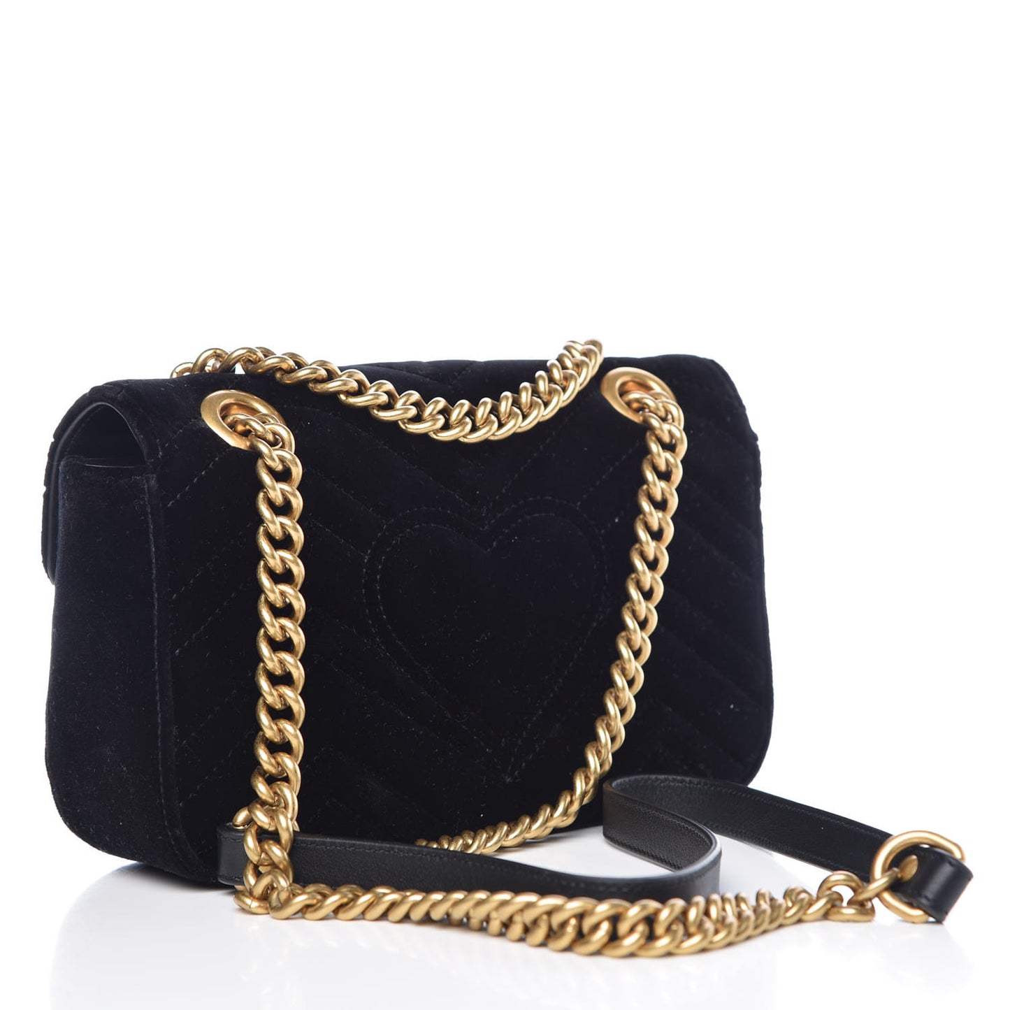 Velvet Matelasse Mini GG Marmont Shoulder Bag Black