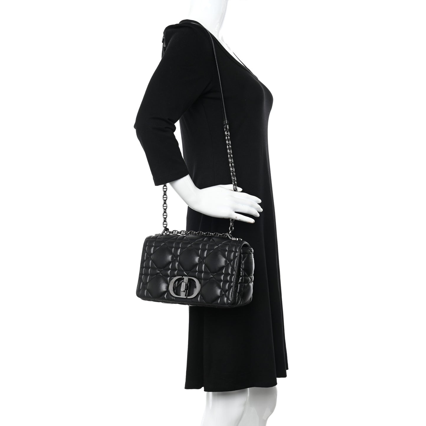 Calfskin Macrocannage Medium Caro Bag Black