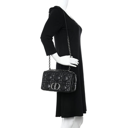 Christian Dior Calfskin Macrocannage Medium Caro Bag Black 2 of 10