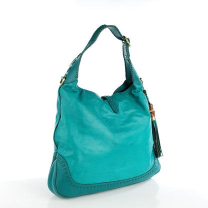Gucci Calfskin Large New Jackie Shoulder Bag Teal 3 of 9