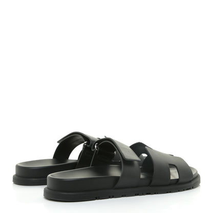 Hermes Calfskin Mens Chypre Sandals 42 Black 4 of 15