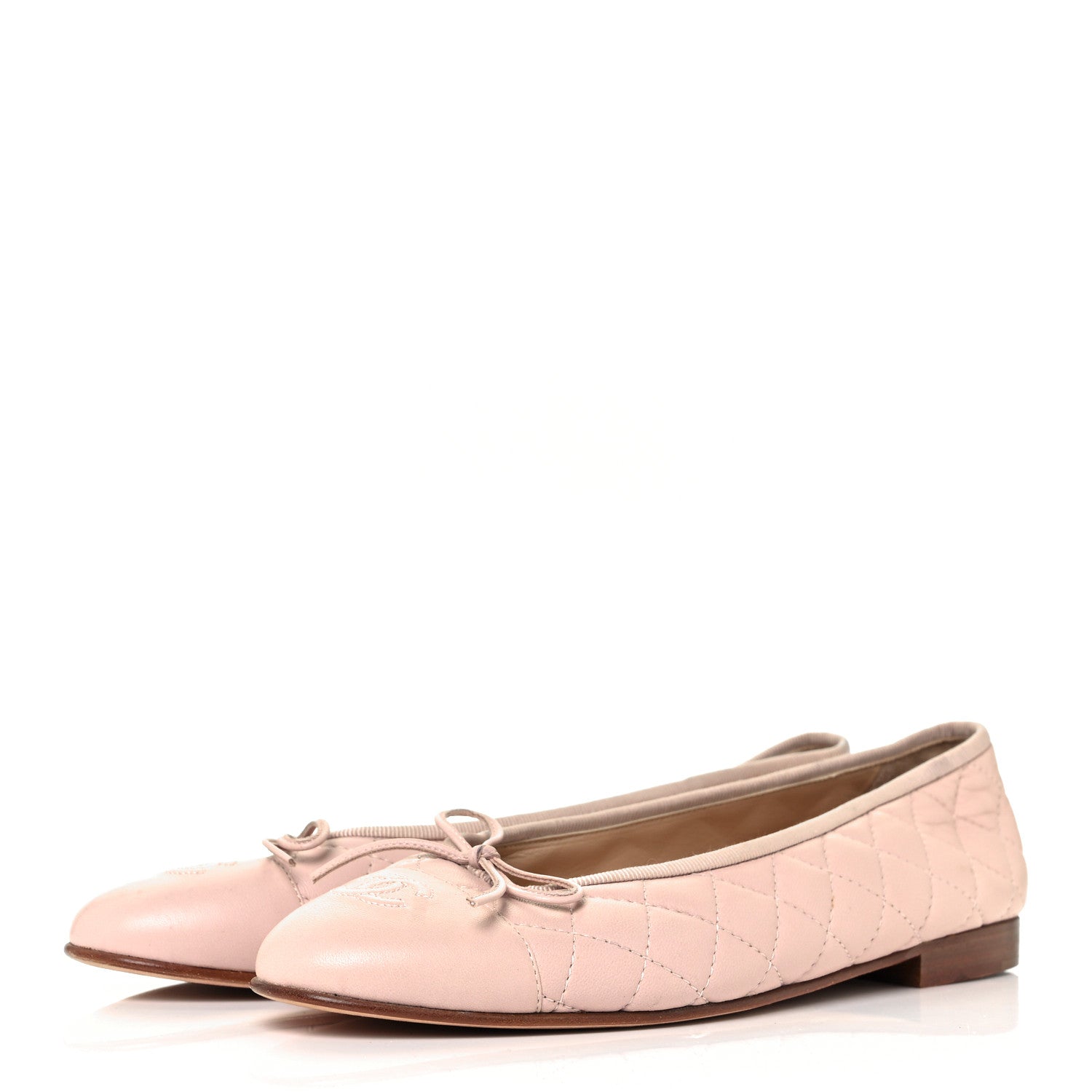 Chanel Lambskin Quilted Cap Toe Ballerina Flats 41 Light Pink 3 of 8